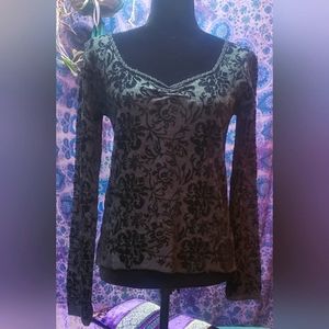 Free People Delicate and Dressy Floral Burnout Wool Top M-L